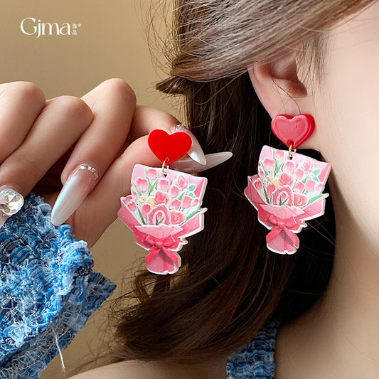 Alloy Love Flower Bundle Earrings (Minimo de compra 2) MIC-FengM009