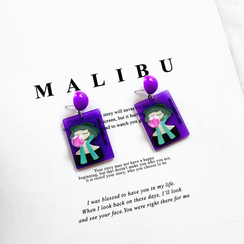 Cute Acrylic Cartoon Earrings MIC-XieN014