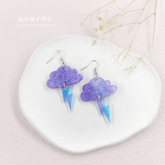 Acrylic Starry Sky Lightning Smiling Face Earrings (Minimo de Compra 2) MIC-QingM017