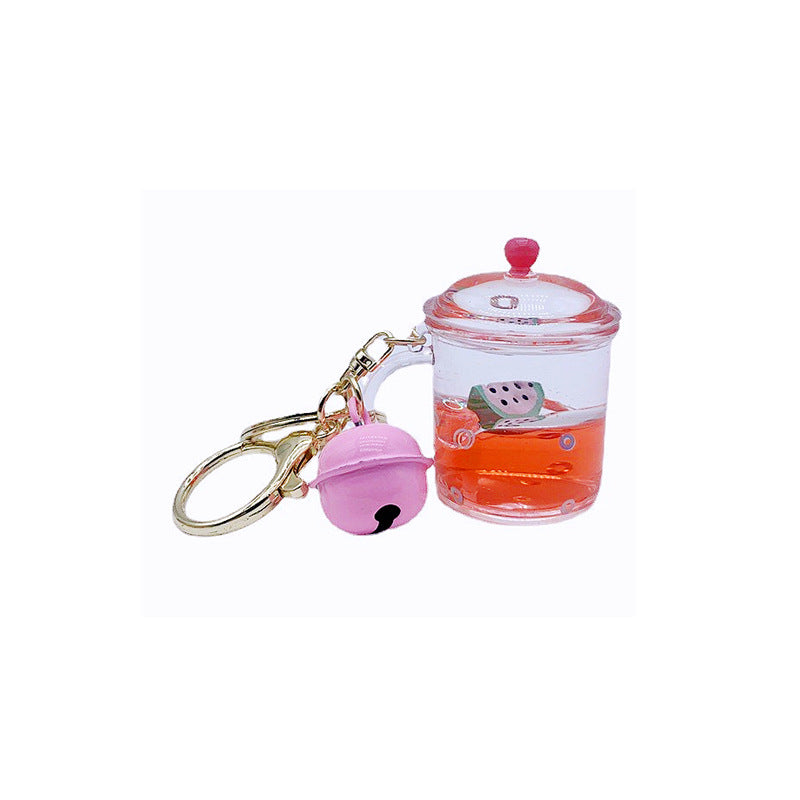 Keychain Acrylic Fruit Floating Quicksand Bottle MOQ≥2 DMF027