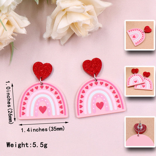 Acrylic Rainbow Love Earrings (Minimo de compra 5) MYA-XiaoY076