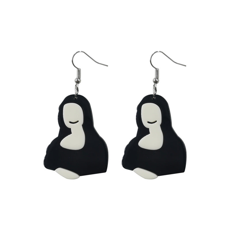 Acrylic cartoon Mona Lisa earrings (Minimo de Compra 2) MYA-QingM032