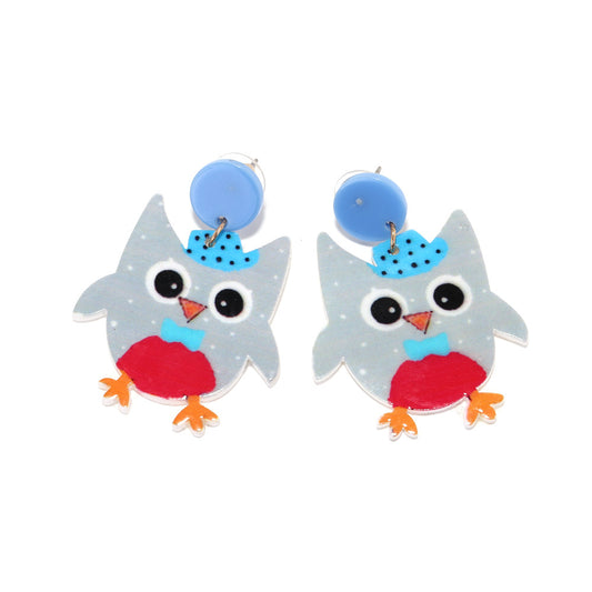 Alloy printed chicken earrings MIC-ManY022