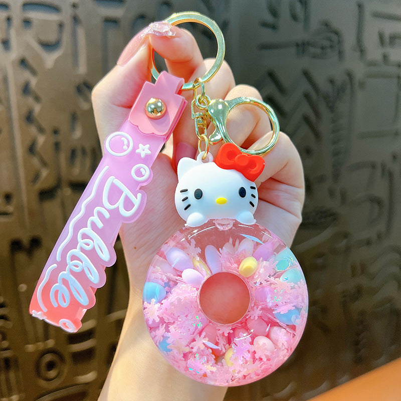 PVC liquid quicksand swimming ring keychain MIC-YanG017