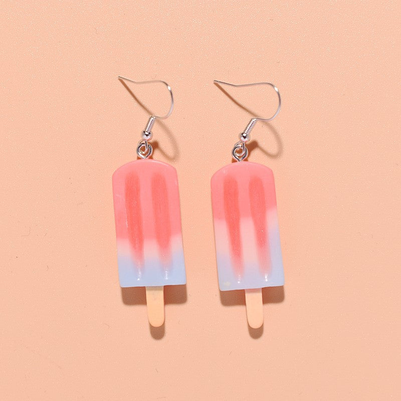 Resin contrast ice cream earrings MIC-XunT006