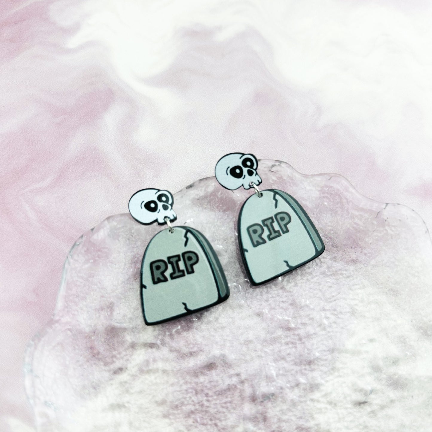 Acrylic Tombstone Poison Bottle Earrings MIC-ChiC023