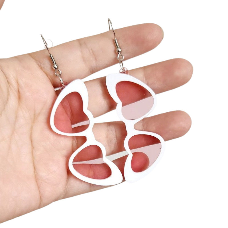 Acrylic Heart Heart Heart Pink Earrings MIC-XueP108