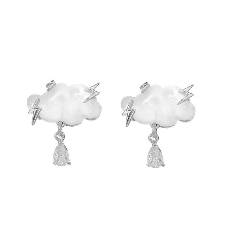 Necklace Stainless Steel Frosted Cloud Double Layered Clavicle Chain Earrings Set DD003