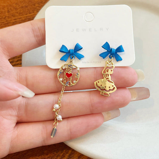 Alloy bow clock love earrings MIC-BaoY023