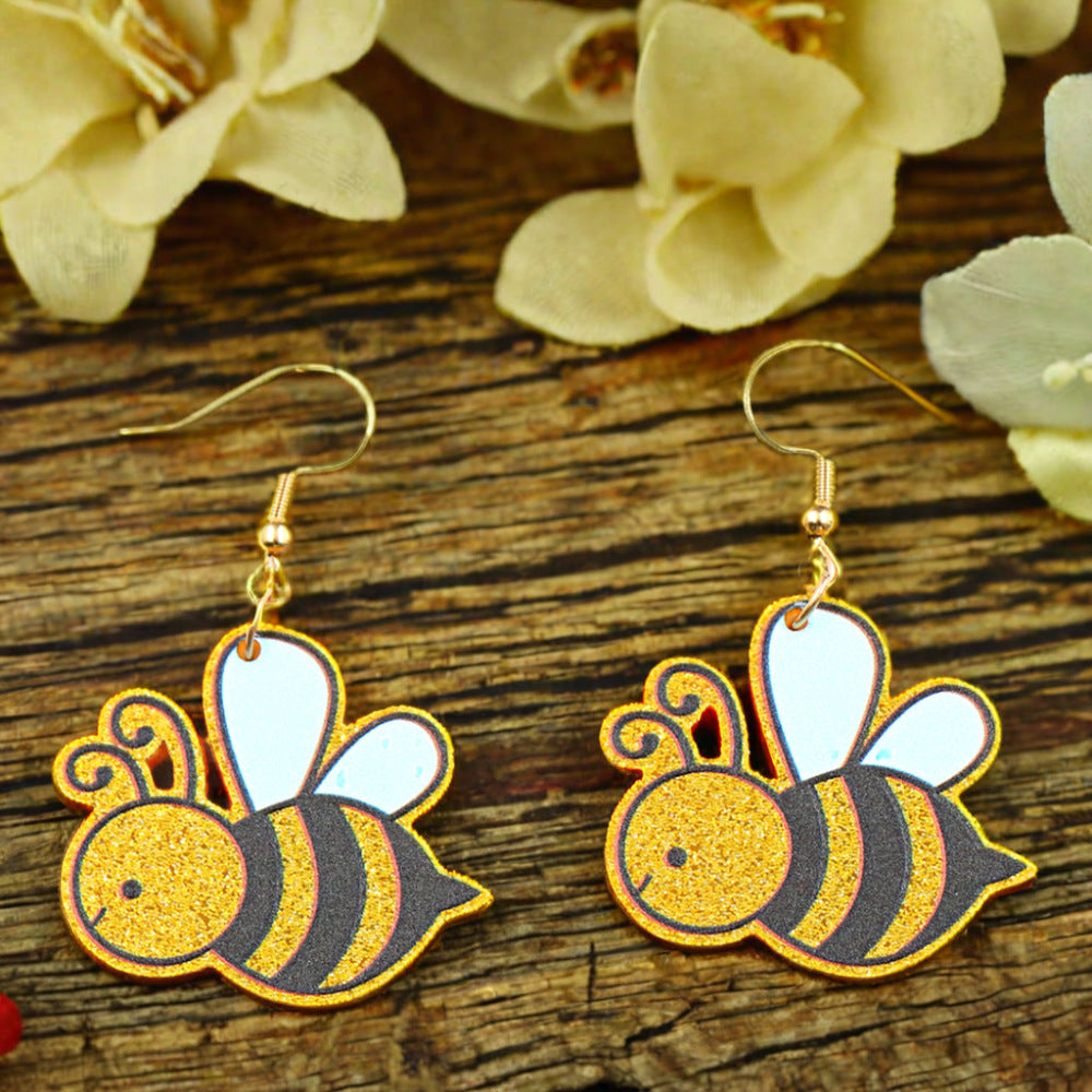 Alloy acrylic bee water drop earrings (Minimo de compra 5) MIC-XiaoY084