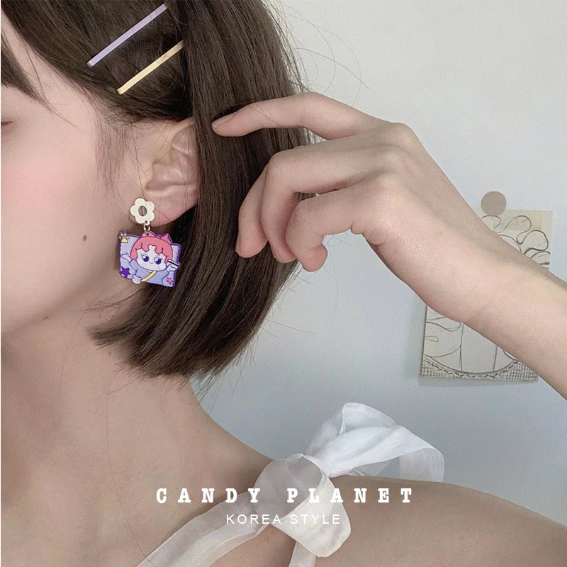 Acrylic New Purple Sweet Earrings (Minimo de Compra 2) MYA-XiM051