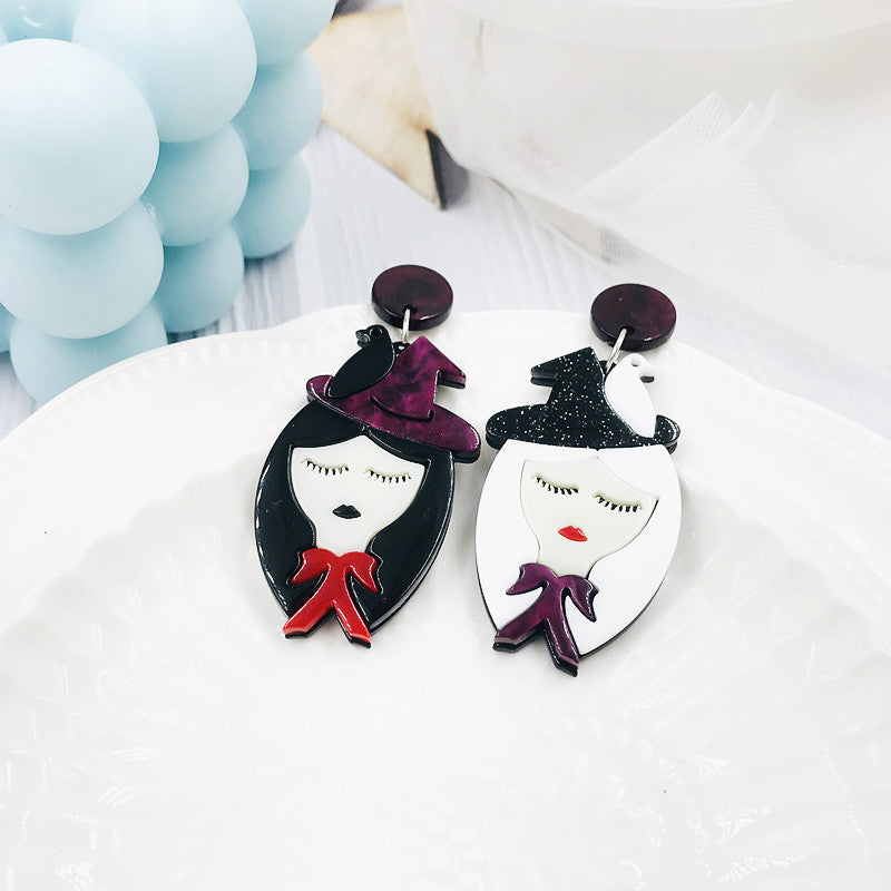 Acrylic asymmetric witch earrings Minimo de compra 2 MIC-BenD004