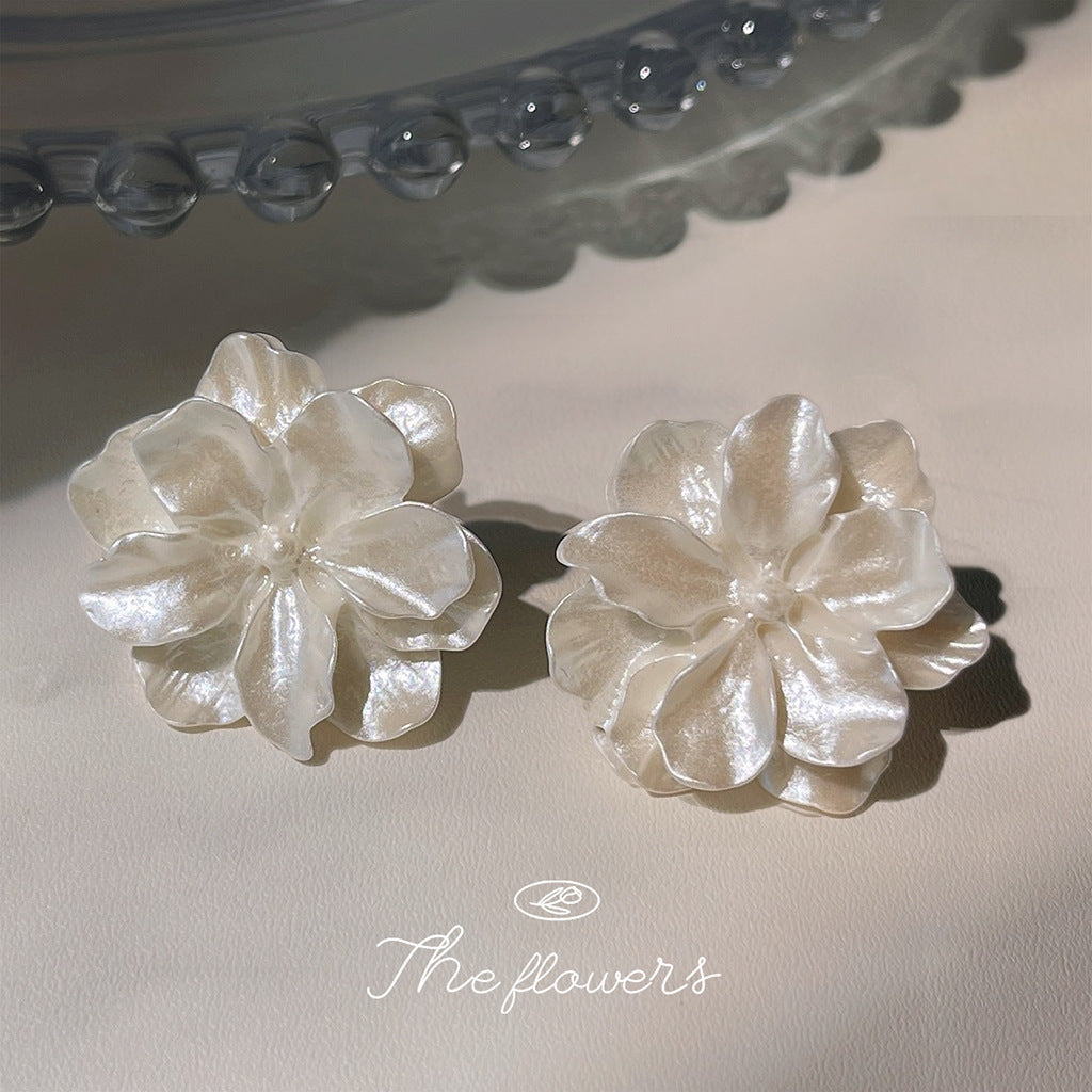 Alloy Camellia Flower Earrings MIC-LiangM005