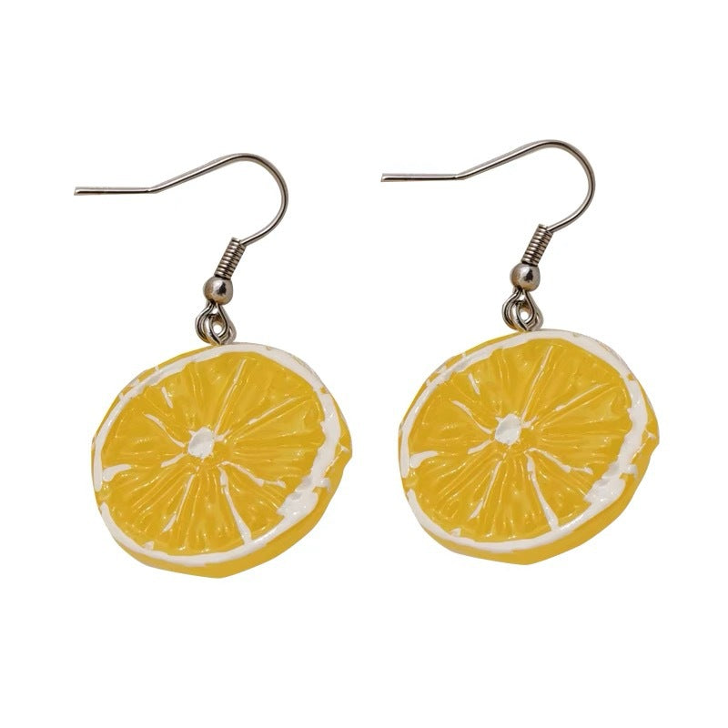 Alloy Fresh Lemon Simulated Fruit Earrings MIC-KaL012