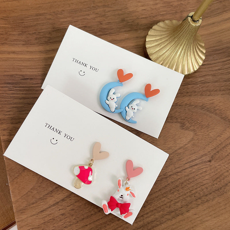 Alloy Cute Wind Love Mushroom Rabbit Earrings (Minimo de compra 2) MIC-FuZ014