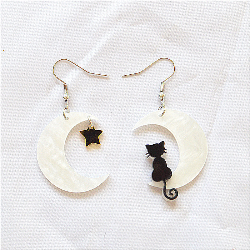 Acrylic asymmetrical cat star human earrings MIC-XieN065