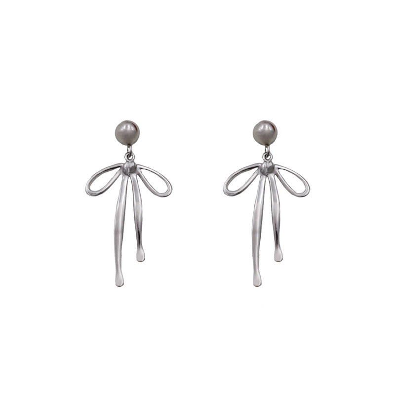 Titanium steel 18K bow earrings MYA-XuanJ013