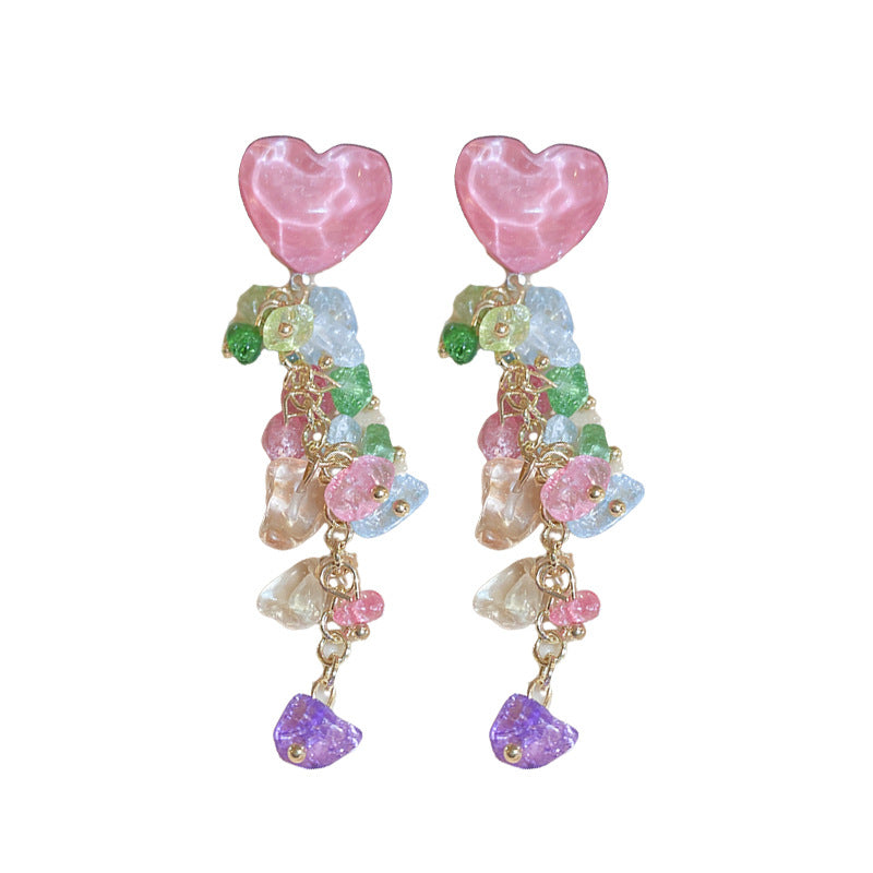 Alloy Love Crystal Tassel Earrings (Minimo de compra 2) MYA-FengM006