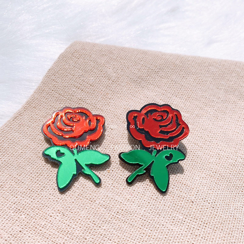 Alloy acrylic Gothic rose earrings MYA-OuG111