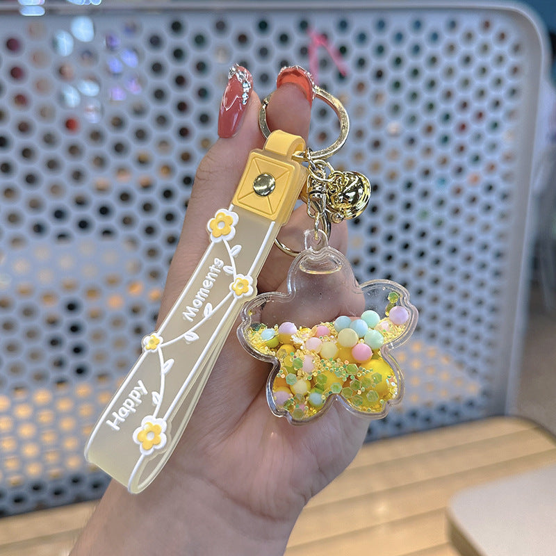 Petals in Oil Quicksand Bottle Pendant Keychain MIC-YuS002