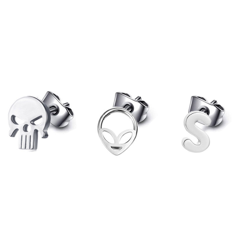 Earrings Stainless Steel Glossy Mask Earrings Punk Trend for Men and Women Lanlu007