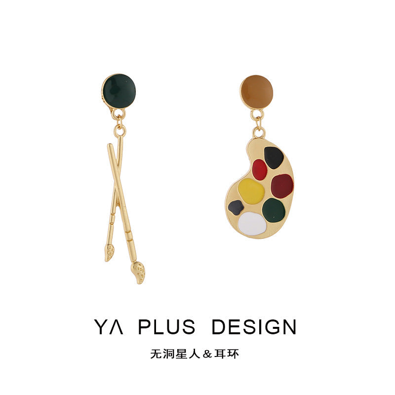 Alloy Asymmetric Creative Paintings Earstuds MIC-YuA009