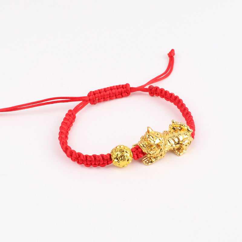 Alloy woven red rope gold flat knot bracelet (Minimo de Compra 3) MIC-GonL001