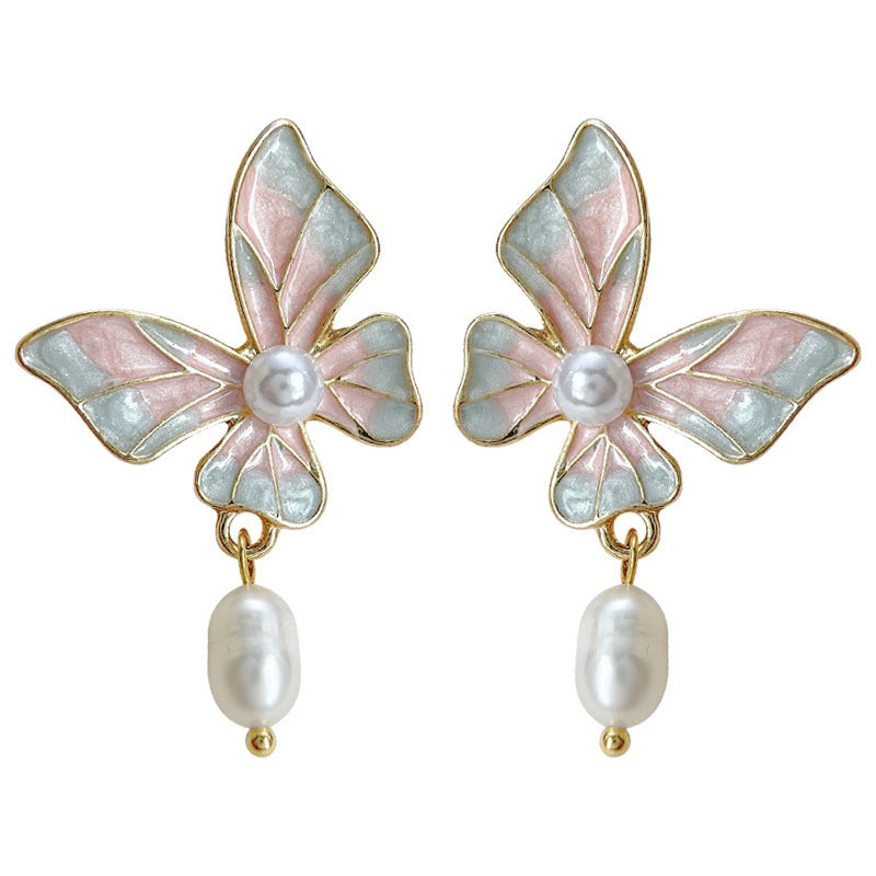 Alloy Oil Dropping Butterfly Earrings (Minimo de Compra 2) MIC-ErY011