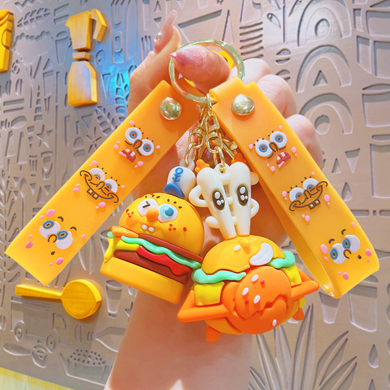 PVC Crab Yellow Burger Doll Bookbag Keychain MIC-YiD037