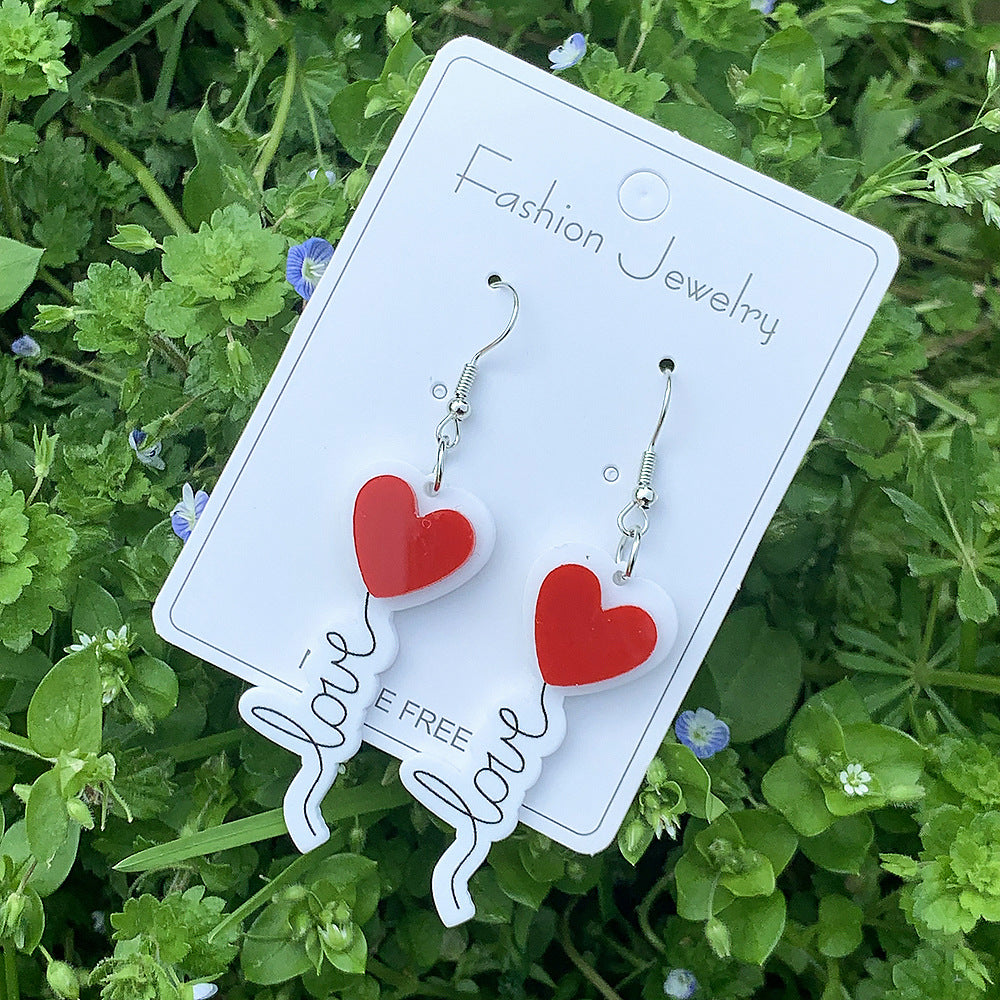 Acrylic Love Earrings (Minimo de compra 2) MIC-ManT021