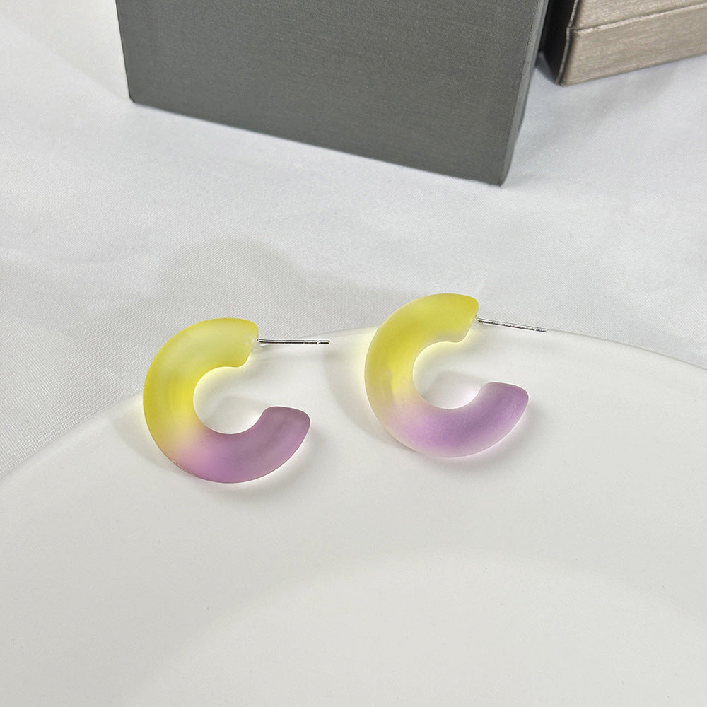 Alloy candy colored frosted C-ring earrings MIC-MDD159