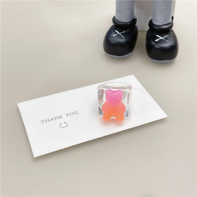 Resin Vintage Two tone Bear Ring MIC-JianY004