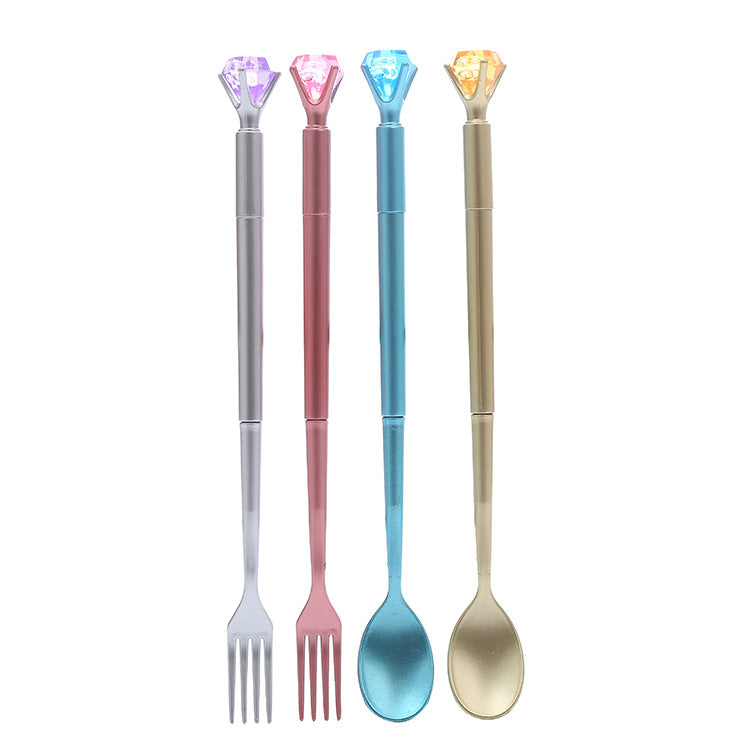 Diamond Spoon Fork Plastic Ballpoint Pen Liuj015