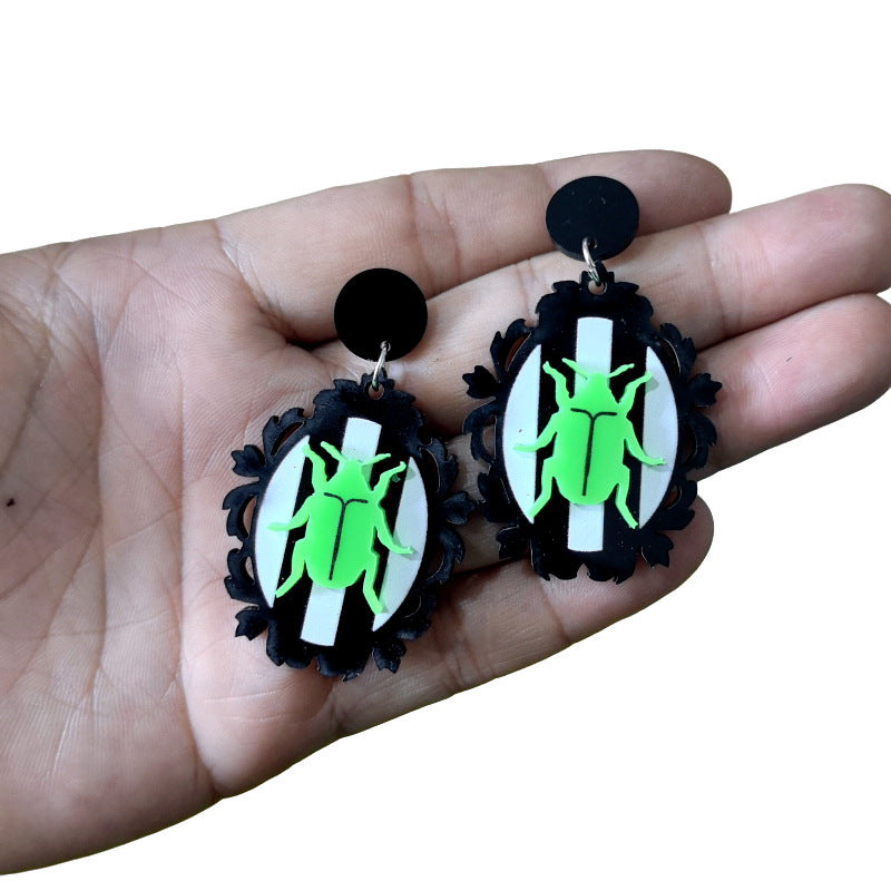 Acrylic Beetle Halloween Earrings MIC-XueP167