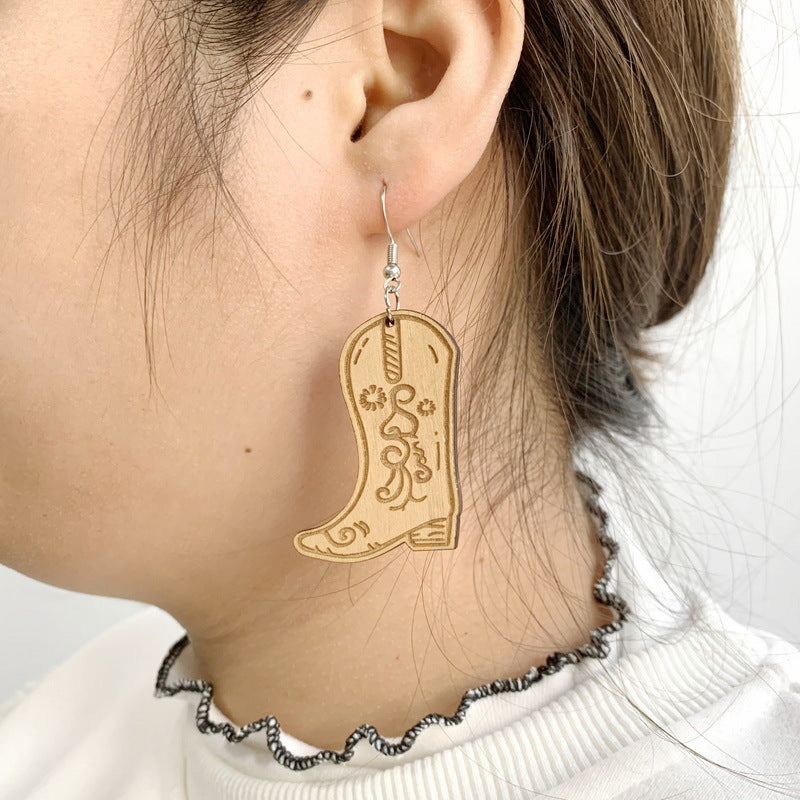 Acrylic Western Denim Earrings MYA-XueP027