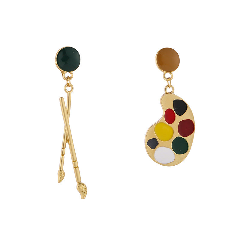 Alloy Asymmetric Creative Paintings Earstuds MIC-YuA009