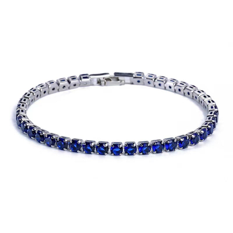 Alloy 4mm round single row full diamond bracelet (Minimo de Compra 2) MIC-LinD008