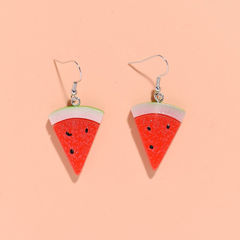 Resin versatile triangular watermelon earrings MIC-XunT005