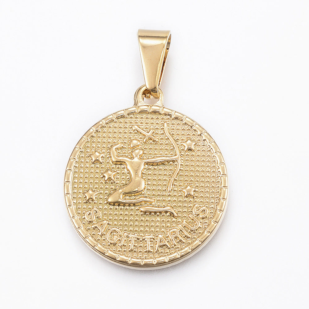 Stainless steel gold-plated twelve zodiac necklace MYA-XuanJ042