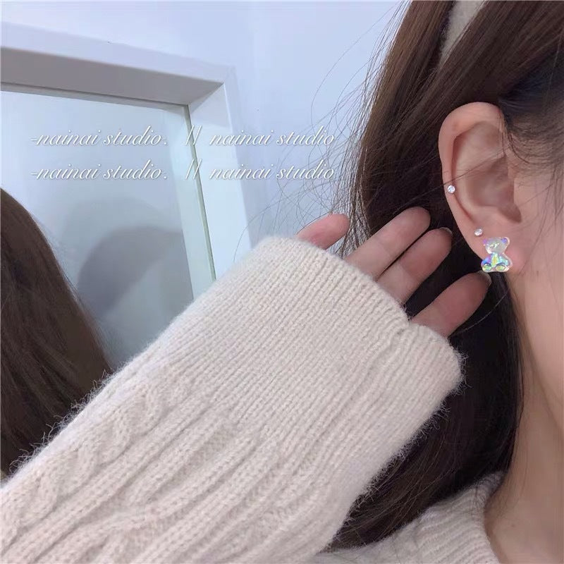 Alloy candy color bear earrings MIC-YiJ004