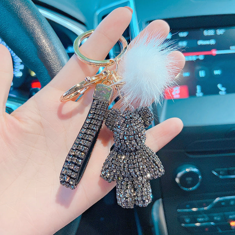 Diamond-inlaid mink and bear keychain  （Minimo de compra 2） MYA-LianX001