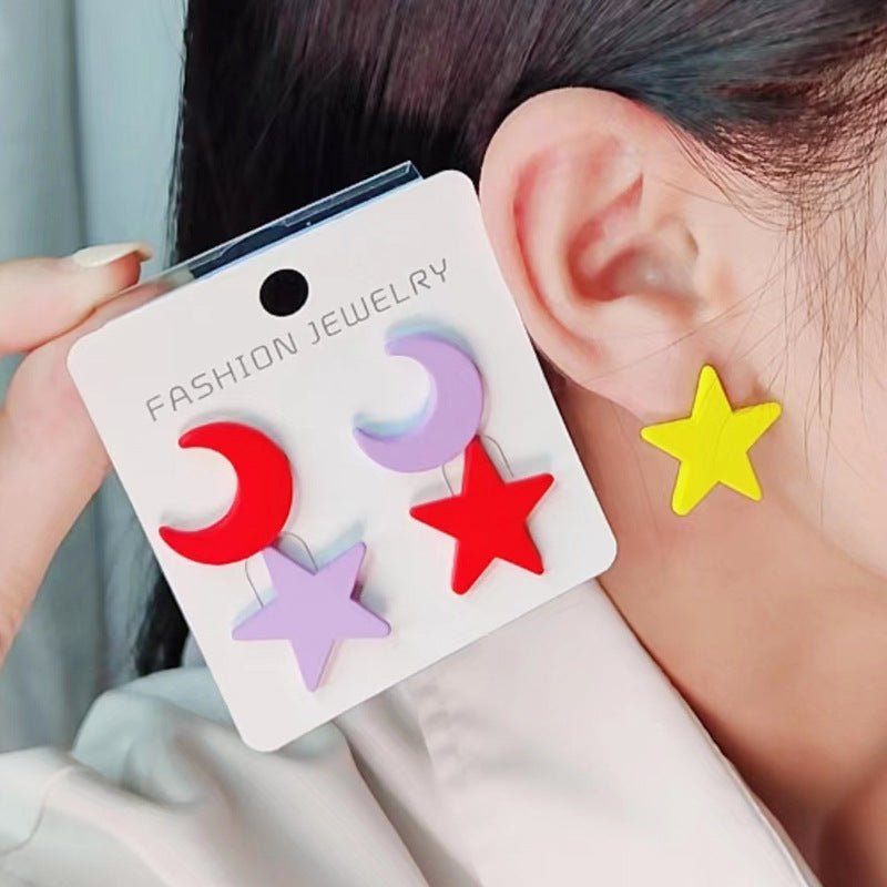 Acrylic New Star Moon Earrings MIC-DuA074