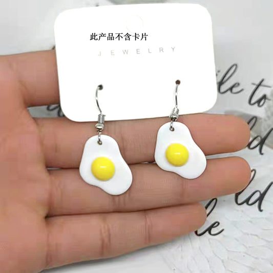 Alloy cute fried egg ear hook (Minimo de Compra 3) MIC-JueJ014