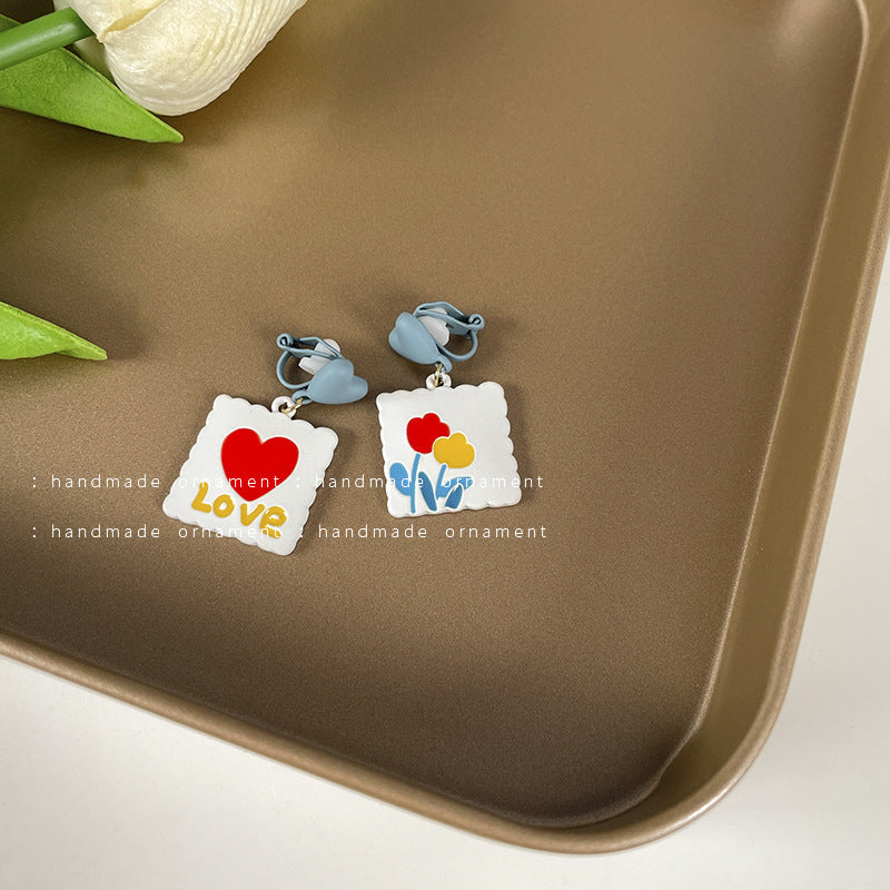 Resin Heart Flower Earrings (Minimo de compra 2) MIC-TQL015