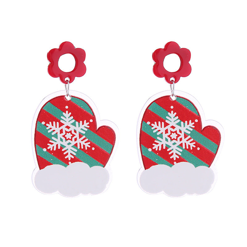 Acrylic Santa Claus Snowflake Earrings (Minimo de Compra 2) MIC-ChouT042