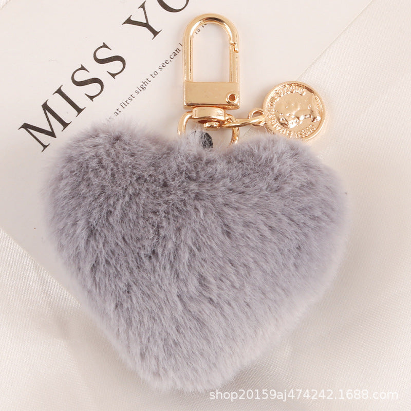 Keychains Alloy Plush Hearts Fur Balls MIC-YiHan051