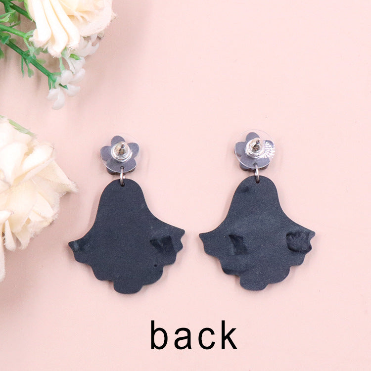 Acrylic Halloween Flower Ghost Earrings (Minimo de compra 5) MIC-XiaoY051