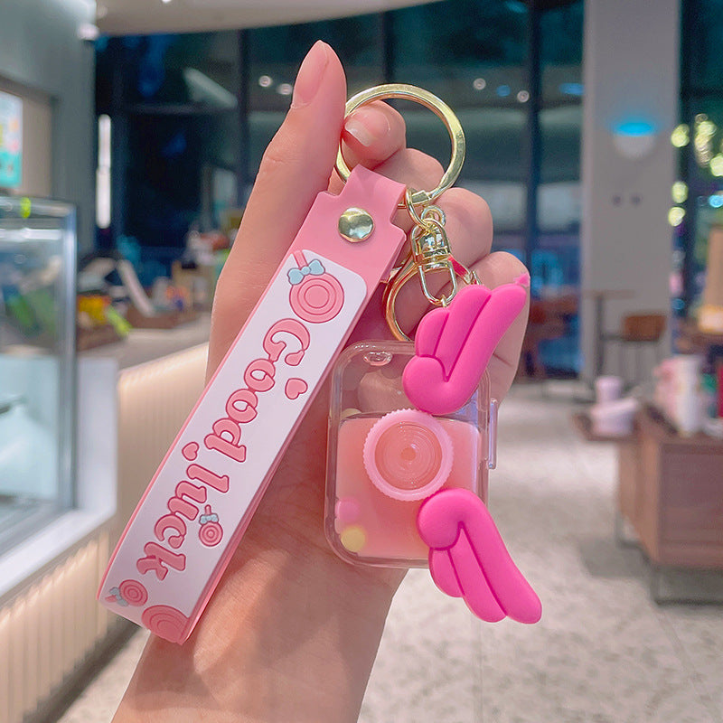 Keychains For Backpacks Floating Camera Quicksand Bottle Key Chain School Bag Ornament Doll MOQ≥2 MIC-YDao027