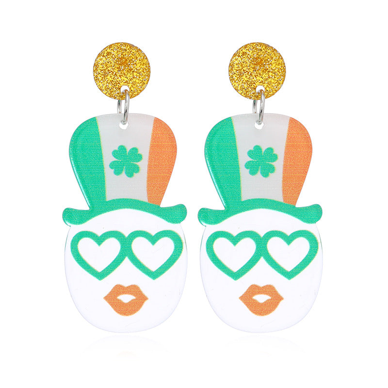 Acrylic Green Hat Festival Joker Hat Earrings MIC-KaiQ002