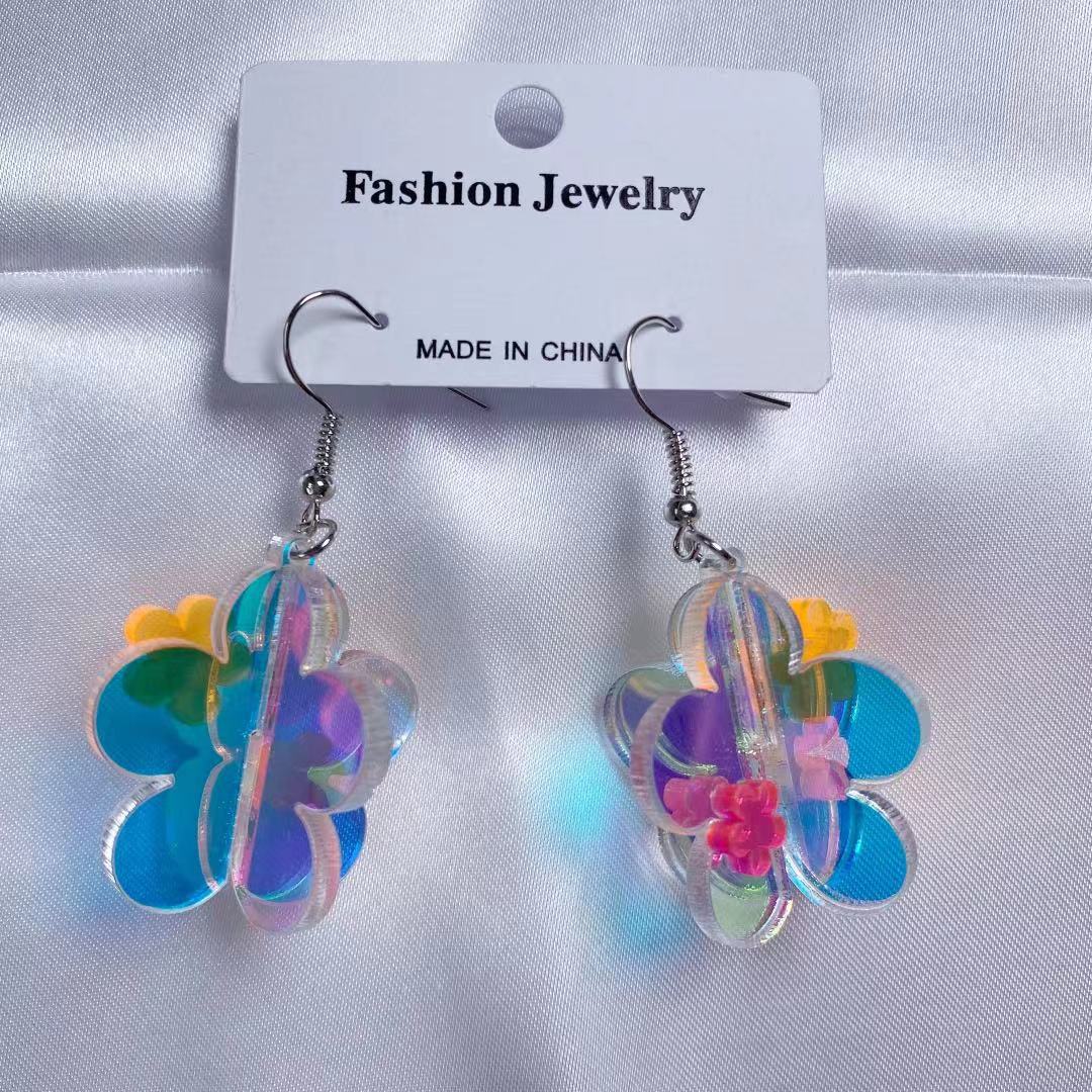 Acrylic colored three-dimensional flower earrings MIC-ChiC015